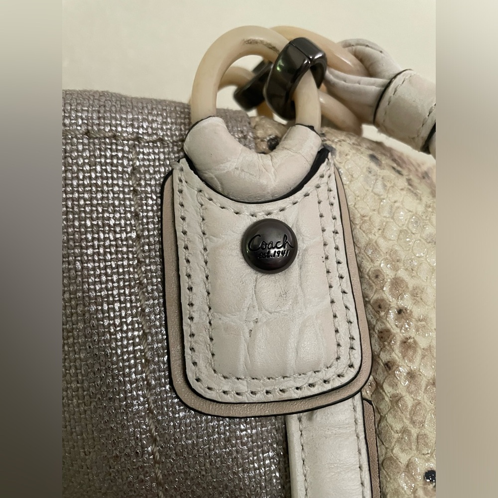 Coach Genuine Leather Python Embossed Linen Expan… - image 5